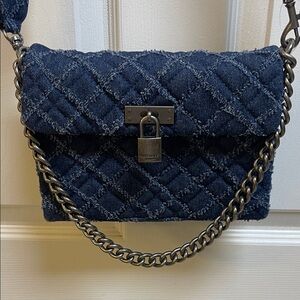 Kurt Geiger Navy Quilted Chain Shoulder Bag